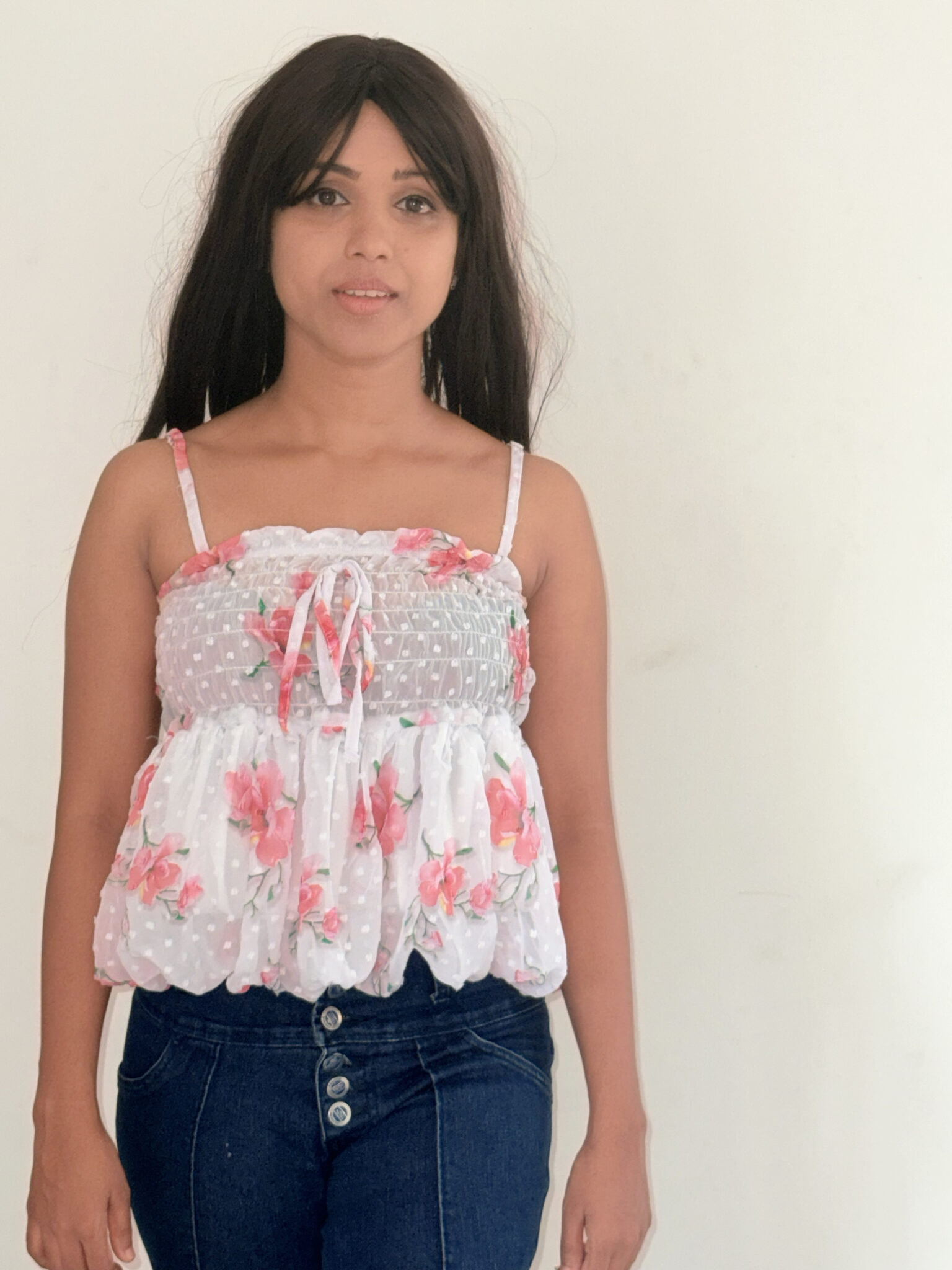 Fashionable floral printed top
